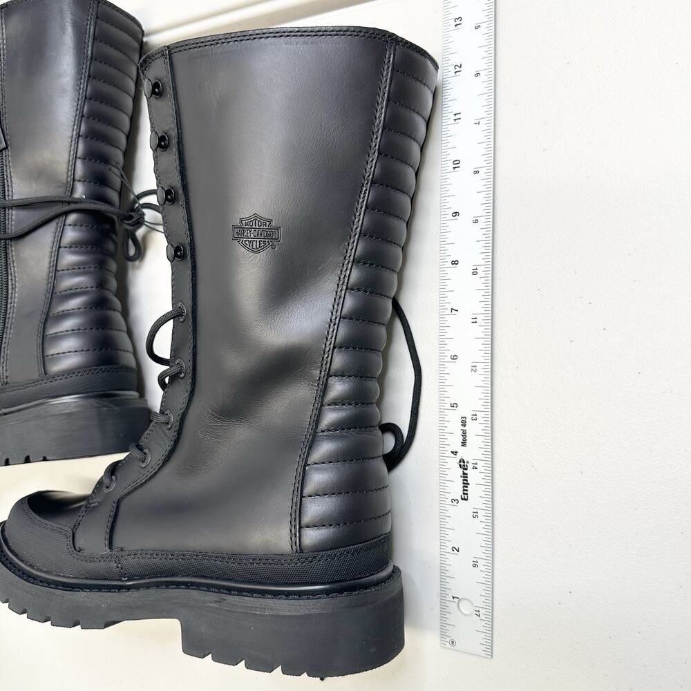 Harley Davidson Motorcycle Boots Akers 10" Lace Women’s 10M Black Leather D84764 - Picture 5 of 5